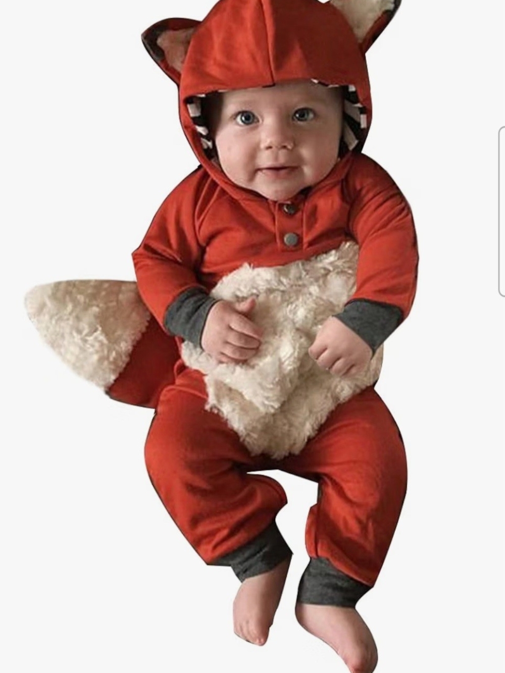 Red Fox Hooded One-Piece romper for Babies - Cute Cozy Outfit